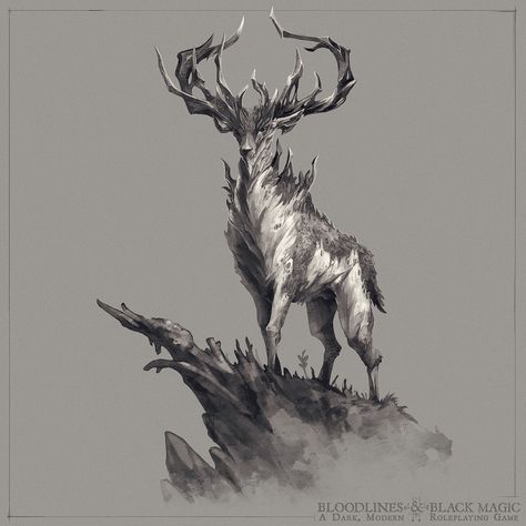 ArtStation - Rust-Tailed-Deer Fantasy Deer, Deer Creature, Deer Concept Art, Deer Creature Design, Deer Monster, Magic Deer Fantasy Art, Deer Monster Art, Fantasy Tiger Monster, Mythical Creature Design