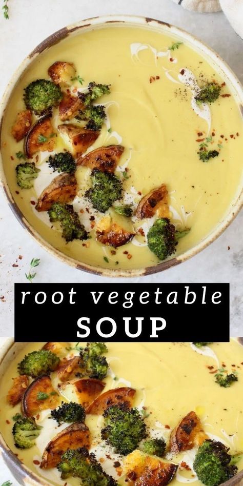 Veggie Soup Recipes, Root Vegetable Soup, Root Vegetables Recipes, Roasted Vegetable Soup, Veg Soup, Vegetarian Soup Recipes, Root Vegetable, Vegan Soup Recipes, Vegetable Soup Recipes