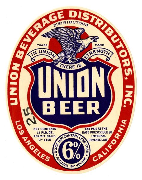 Title: Beer label, Union Beverage Distributors, Inc., Union Beer Vintage Beer Label Design, Beer Logo Vintage, Iklan Vintage, Beer Logos, Beer Packaging Design, Craft Beer Labels, Vintage Beer Labels, Retro Label, Beer Label Design