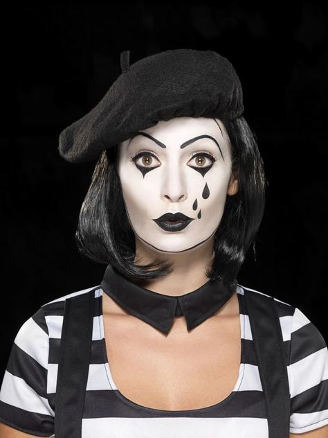 Mime Halloween Costume, Mime Face, Mime Costume, Mime Artist, Mime Makeup, Dance Makeup, Circus Costume, Clown Faces, Diy Halloween Costumes Easy