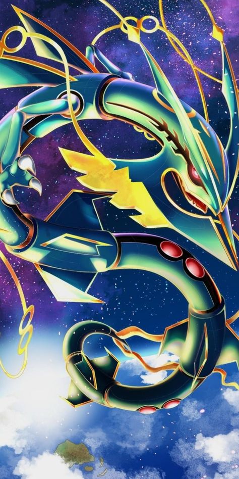 Mega Rayquaza, Rayquaza Pokemon, Pokemon Fusion Art, Pokemon Stickers, Pokemon Fusion, Pokemon Art, Pokemon Go, Digimon, Kid Friendly