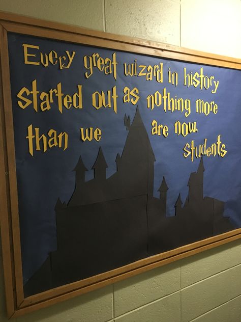 Ravenclaw Door Decorations, Harry Potter Boards Bulletin, Harry Potter In The Classroom, Harry Potter Themed Classroom Ideas, Hogwarts Bulletin Board, Harry Potter Classroom Door Ideas, Harry Potter Bulletin Boards, Harry Potter Door Decorations, Harry Potter Bulletin Board