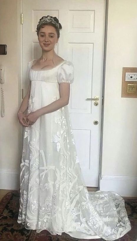 Pride And Prejudice Dress, Regency Wedding Dress, Period Wedding, Regency Wedding, Daphne Bridgerton, Empire Waist Wedding Dress, Regency Gown, Phoebe Dynevor, Regency Era Fashion