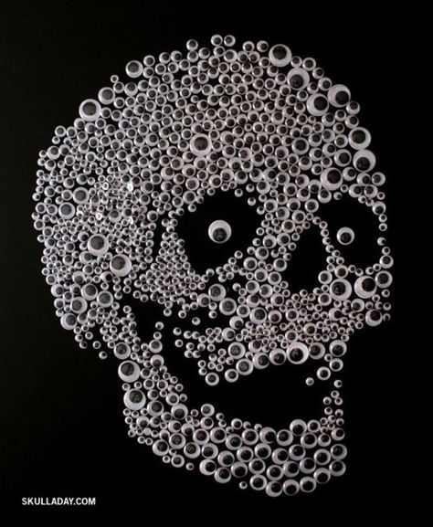 Googly Eye Skull | 24 Eye-Catching Googly Eye DIYs Simple Object, Googly Eyes, A Skull, Fun Times, Human Art, Eye Art, Skull And Bones, Samhain, Hallows Eve