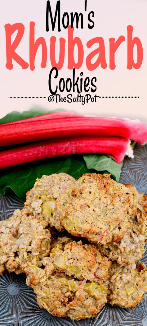 If you grow rhubarb in your garden or as part of your landscaping you will love Mom's Rhubarb Cookies to make use of this amazing tart edible plant. Rhubarb Cookies Taste Of Home, Rhubarb Cookies Oatmeal, Rhubarb Cookies Recipes, Rhubarb Oatmeal Cookies, Rhubarb Keto, Grow Rhubarb, Watermelon Ideas, Rhubarb Desserts Recipes, Strawberry Rhubarb Sauce