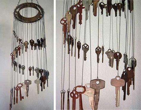 Diy Key Projects, Old Key Crafts, Carillons Diy, Key Crafts, Wind Chimes Homemade, Key Projects, Old Key, Old Keys, Diy Wind Chimes