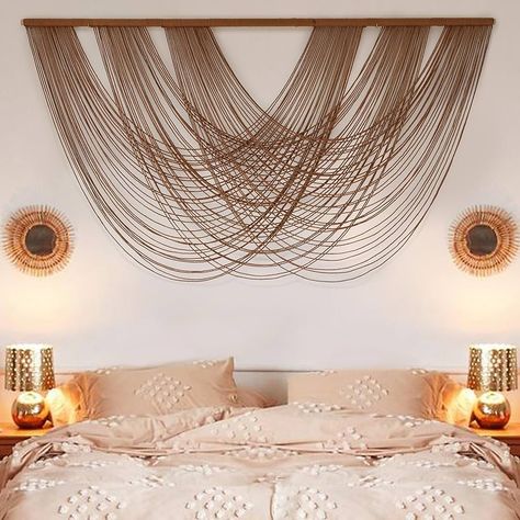 Amazon.com: Flber Large Macrame Wall Hanging Brown Die-Dyed 57.00" W x 31.00" L Boho Wall Decor Yarn Tapestry Craftsmanship Home Macrame Wall Decor : Home & Kitchen Boho Above Bed Decor, Large Wall Decor Living Room, Boho Apartment Decor, Yarn Tapestry, Bed Wall Decor, Tapestry Bedding, Macrame Wall Decor, Macrame Wall Hanging Patterns, Tapestry Bedroom