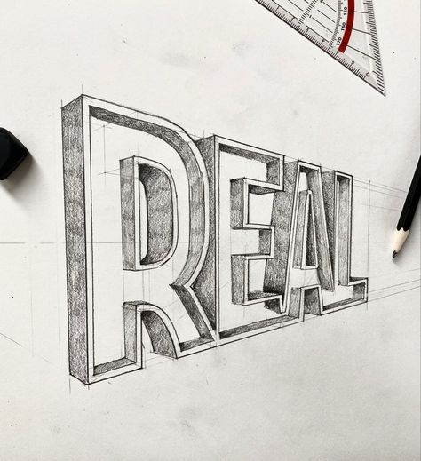 3d Words 3d Letters, Letter Perspective, Perspective Lettering, Perspective Typography, Perspective Letters, Drawing Tutorials Step By Step, Architectural Lettering, Sign Lettering Fonts, Typography Drawing