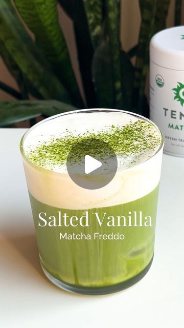 Chi | HomeCafe on Instagram: "Salted Vanilla and matcha 🍵✨

If you love anything salted, you will love this recipe! 

🔗 For 20% off matcha, use my code “CHI” on @drinktenzo , linked in my bio! 

Salted Vanilla Matcha Freddo

Matcha:
🍵 1.5 tsp @drinktenzo matcha powder 
🍵 2 oz water

Salted Vanilla foam
🍵 1 oz milk
🍵 1 oz heavy cream
🍵 vanilla syrup
🍵 a pinch of salt 

** you can also do 3 parts heavy cream, 1 part milk for a fluffier texture 

#matcha #saltedvanillamatcha #matchalatte #tenzopartner 

Would you give this a try?" Vanilla Syrup, Milk Foam, Matcha Powder, Matcha Latte, Pinch Of Salt, Coffee Recipes, Heavy Cream, Syrup, Matcha