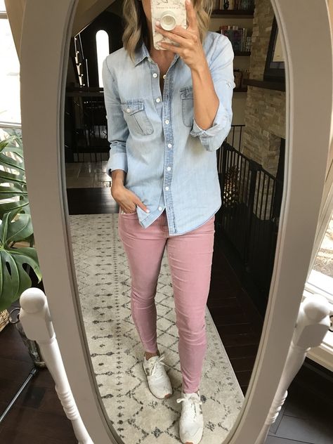 Fashion Look Featuring LOFT Petite Pants and J.Crew Shoes by mykindofsweet - ShopStyle Light Pink Jeans Outfit, Light Pink Pants Outfit, Pink Jeans Outfit, Timeless Fits, Hyuna Photoshoot, Pink Pants Outfit, Light Pink Pants, Outfits Leggins, Blush Pants