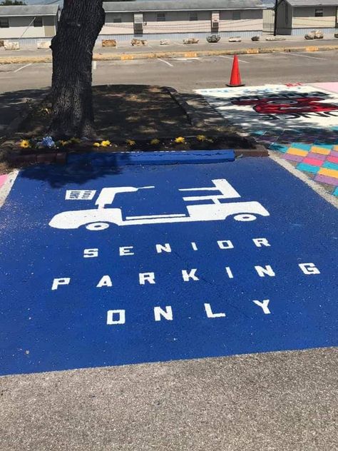 Basic Senior Parking Spot, Car Parking Spots Painted, Monopoly Parking Spot Painting, Monopoly Senior Parking Spot, Book Themed Senior Parking Spot, Parking Spot Painting Unique, Senior Year Parking Spot Ideas Boys, Grad Parking Spot Ideas, Duo Senior Parking Spots