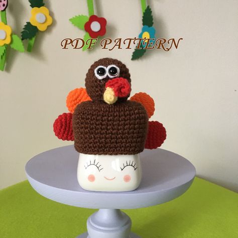 Excited to share the latest addition to my #etsy shop: CROCHET PATTERN Marshmallow mug Turkey hat pdf pattern, Hat pattern for 2.5 x 2.75 inches marshmallow mug, Thanksgiving Day Decor Mug Hat Crochet Pattern, Marshmallow Toppers, Marshmallow Hats, Marshmallow People, Crochet Marshmallow, Crochet Topper, Marshmallow Crafts, Marshmallow Mugs, Turkey Hat