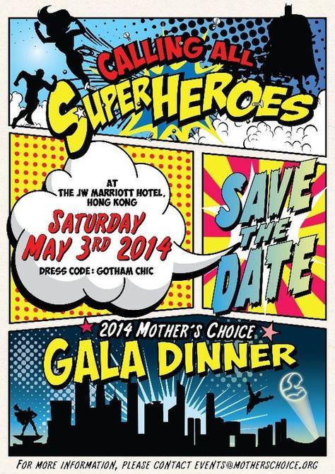 Superhero Gala, Superhero Fundraiser Ideas, Superhero Homecoming Theme, Superhero Event Ideas, Comic Theme Poster, Superhero Event, Comic Style Pubmat, Superhero Theme Party Decorations, Superhero Corporate Event