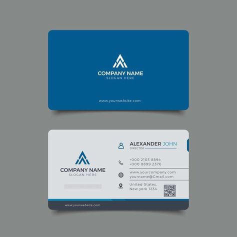 Business Card Company, Corporate Card Design, Blue Name Card, Name Card Design Business, Blue Visiting Card, Company Business Card Design, Interior Design Business Card, Blue Business Card Design, Fun Business Card Design