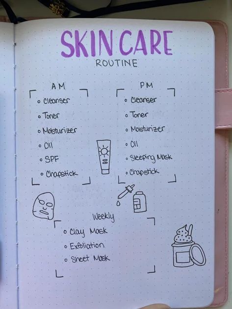 Skin Care Routine Order, Creating A Bullet Journal, Bullet Journal Mood Tracker Ideas, Bullet Journal Paper, Bulletin Journal Ideas, Basic Skin Care Routine, Self Care Bullet Journal, Bullet Journal Mood, Bullet Journal Aesthetic