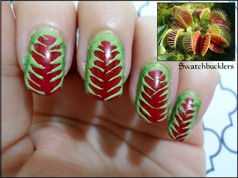 Venus Fly Trap Nails, Trap Nails, Ivy Nails, Poison Ivy Makeup, Venus Mcflytrap, Ivy Costume, Poison Ivy Cosplay, Poison Ivy Costumes, Venus Flytrap