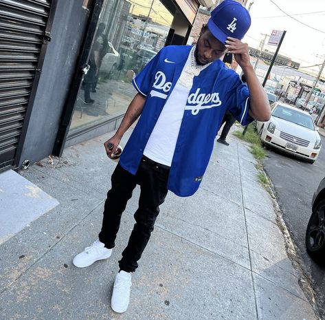 Dodger Jersey Outfit For Men, Blue Baseball Jersey Outfit, Dodgers Jersey Outfit Men, Dodgers Outfit Men, Mlb Jersey Outfit Men, Baseball Game Outfit Men, Dodgers Jersey Outfit, La Dodgers Outfit, Baseball Jersey Outfit Men