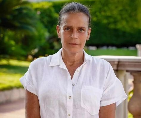 Princess Stephanie gave an interview to Monaco Info Princess Stephanie Of Monaco, Stephanie Of Monaco, Prince Of Monaco, The Younger Sister, Humanitarian Work, Monaco Royal Family, Princess Stephanie, White Linen Shirt