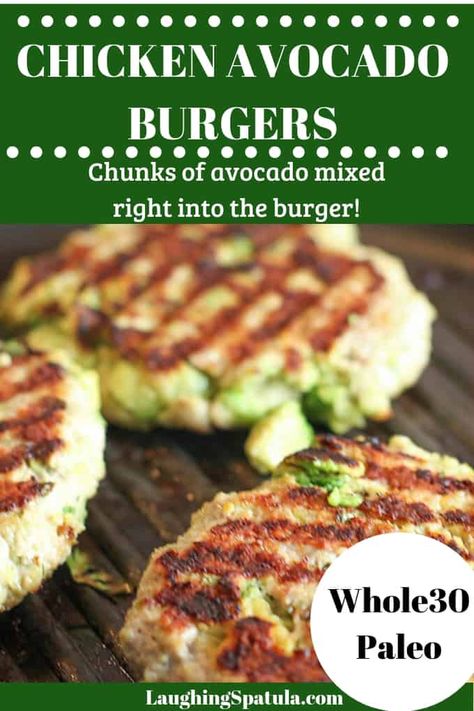 These quick and easy Chicken and Avocado Burgers have chunks of avocado mixed right into the burger for an amazing flavor! #whole30 #paleo #healthyburger #groundchicken #groundturkey #whole30burger #paleoburger #chickenandavocado #chickenburger #turkeyburger Grilled Buffalo Chicken Sandwich, Paleo Burger, Buffalo Chicken Sandwich, Chicken Avocado Burger, Grilled Buffalo Chicken, Chicken And Avocado, Avocado Burger, Chicken Burgers Recipe, Healthy Burger