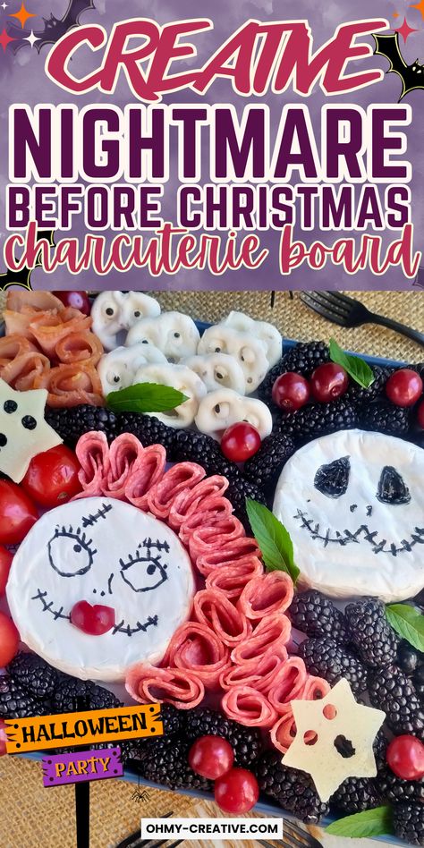 Discover a magical Nightmare Before Christmas Charcuterie Board! Dive into creative ideas, budget-friendly tips, and DIY decorations for a festive spread. The Jack and Sally Charcuterie Board is more than just a board—it’s a playful work of art that can steal the show at any Halloween or Christmas celebration. What makes this board special is how it brings together a mix of flavors and textures while capturing the whimsical essence of Jack and Sally. Perfect Halloween Charcuterie board. Nightmare Before Christmas Recipes, Nightmare Before Christmas Food, Halloween Charcuterie Board, Christmas Charcuterie Board, Halloween Charcuterie, Christmas Charcuterie, Halloween Foods, Cherry Cocktail, Nightmare Before Christmas Halloween