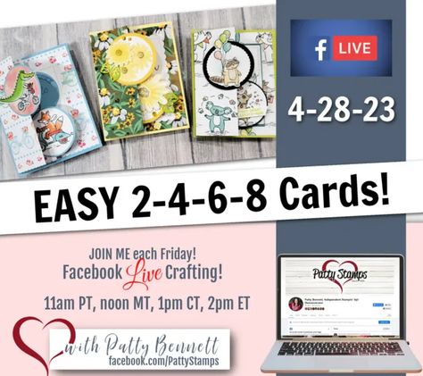 Bike Card, Patty Bennett, Business Facebook Page, Papercraft Ideas, Tri Fold Cards, Free Stamps, Daisy Cards, Card Making Videos, Interactive Cards