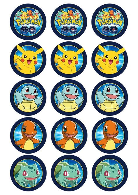 http://www.createacake.com.au/pre-designed-cake-prints/licensed/cupcake/pokemon-go-cupcakes.html Cupcakes Pokemon, Pokemon Cupcakes Toppers, Pikachu And Friends, Pokemon Printables, Pokemon Cupcakes, Pokemon Diy, Pokemon Cake, Cupcake Images, Pokemon Craft