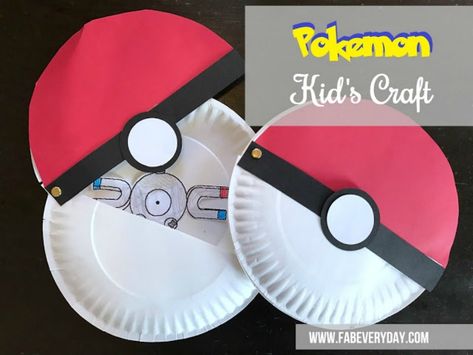 paper plate pokeball craft - Pokemon crafts for kids Pokemon Kids Craft, Pokemon Crafts For Kids, Easy Pokemon, Video Game Crafts, Pokemon Crafts, Pokemon Diy, Pokemon Ball, Arts And Crafts For Teens, Pokemon Craft