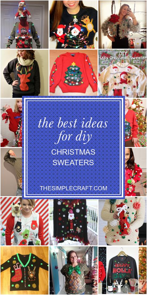 Get information about The Best Ideas for Diy Christmas Sweaters. Get this Inspirational  #DIYChristmasIdeas and Save this article now! Best Ugly Christmas Sweater, Diy Christmas Sweater, Ugly Sweater Diy, Ugly Holiday Sweater, Diy Ugly Christmas Sweater, Diy Xmas Gifts, Holiday Banner, Xmas Wreaths, Diy Christmas Tree