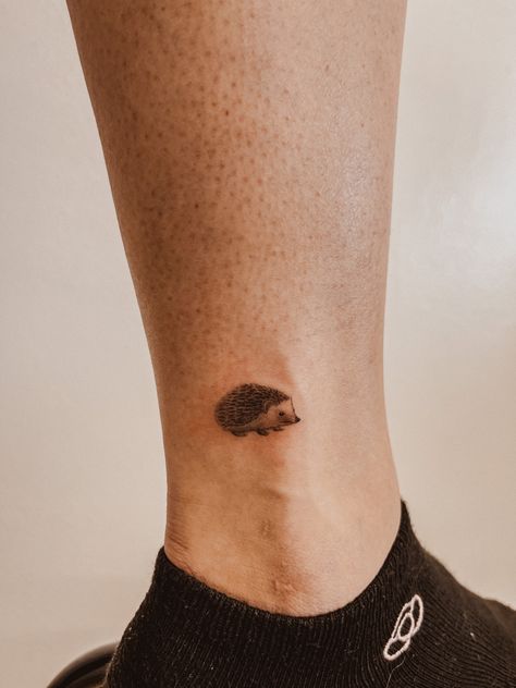 Hedgehog Tattoo Design, Tattoo Hedgehog, Hedgehog Tattoo, Robin Tattoo, Weird Tattoos, Classy Tattoos, Matching Tattoo, Family Tattoos, Ankle Tattoo