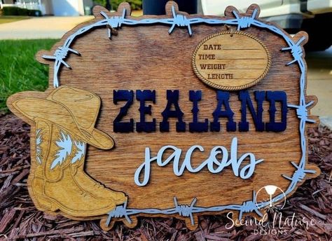 Cowboy Baby Names, Nursery Door Hanger, Western Baby Names, Baby Boy Signs, Cow Nursery, Hospital Door Hanger, Nursery Door, Kids Room Sign, Hospital Door Hangers