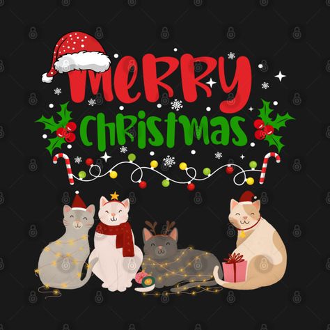 Merry Christmas Cat, Santa Cat, Cat Holidays, Cat Drinking, Cat Artwork, Cat Graphic, Cat Christmas, Christmas Cat, Cat Paws