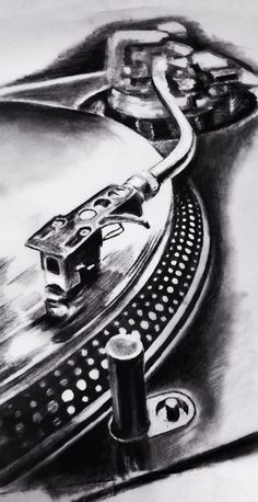 Turntable Illustration, Disco Tattoo, Record Player Tattoo, Turntables Art, Dj Tattoo, Dj Vinyl, Tattoo Coloring Book, Virtual Dj, Dj Art