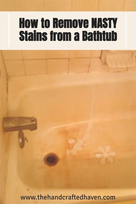 👋 Hello, clean and shiny bathtub! ✨ Learn how to remove nasty and stubborn stains from your tub in a jiffy! 💪 Get ready for a tub-love reunion you never thought was possible. 🌟 Click to see how 👇 Bath Tub Cleaning Hacks, How To Whiten Your Bath Tub, Cleaning Bathtub, How To Get Stains Out Of Bathtub, Cast Iron Tub Repurpose, Clean Tub Stains Bathtub, How To Clean Bathtub Mold, How To Remove Bathtub Stains, Removing Rust Stains From Tub