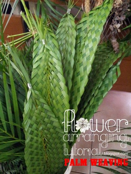 All About Arranging Flowers: Step by Step Tutorial: How to Make Woven Palm Leaf How To Braid Palm Leaves, How To Dry Palm Leaves, Make Palm Leaves, Weaving Palm Leaves, How To Weave Palm Leaves, Palm Leaf Weaving, Leaf Weaving, Palm Weaving, Palm Sunday Decorations