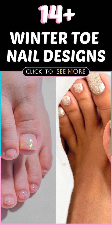 Upgrade your winter fashion game with these gorgeous toenail designs that add a festive touch to your style. Ideal for evenings by the fireplace or fun days in the snow, these winter-themed designs will keep your toes stylish and warm. Embrace the season with certainty as you showcase your beautifully embellished winter pedicure! Get inspired and let your toes shine this winter season. Pedicure Designs Winter, Toe Nail Colors Christmas, Bright Toenails, Snowflake Toenail Designs, Ombre Toes Pedicure, Toenail Colors For Winter, Gel Pedicure Ideas Winter, January Pedicure Colors Toenails, Winter Toenails 2024