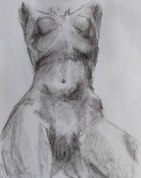 Body Drawing Realistic Anatomy, Female Sketch Art, Woman Charcoal Drawing, Female Art Body, Full Body Women Drawing, Venus Body Drawing, Exposed Ribs Drawing, Female Figure Drawings, Legs Spread Pose Drawing Pose