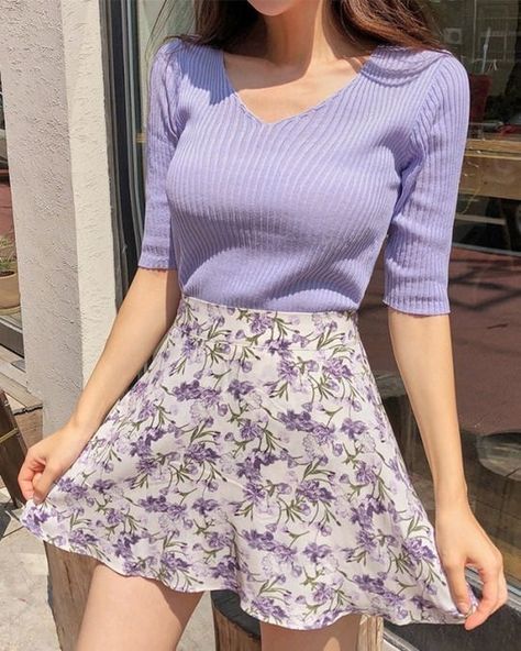 ☼@m3gmccarthy☼ Floral Skirt, A Woman, Skirt, Purple, Floral