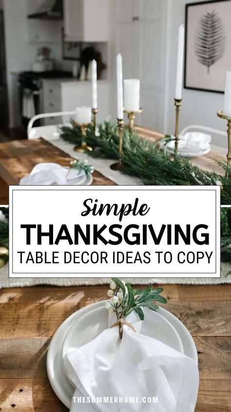 Host an unforgettable holiday meal with Pretty Thanksgiving Table ideas that showcase your personal style. Explore our favorite Centerpieces Thanksgiving Table designs, offering a range of Thanksgiving Decorations For Table that highlight the essence of fall. Create a cozy and festive ambiance that your guests will remember long after the celebration. Thanksgiving Tablescapes Simple, Thanksgiving Table Design, Modern Thanksgiving Table, Thanksgiving Table Ideas, Simple Thanksgiving Table Decor, Thanksgiving Table Decor Ideas, Thanksgiving Centerpieces Diy, Decorations For Table, Thanksgiving Table Settings Simple