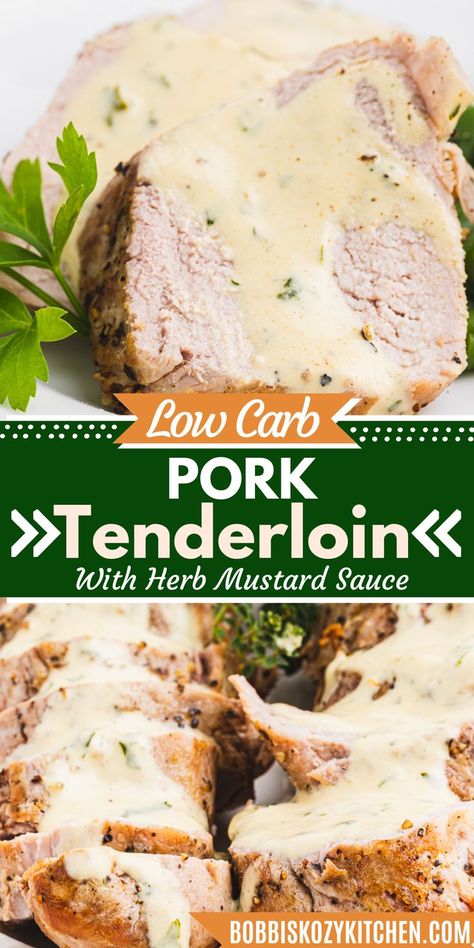 Pork Tenderloin with Herb Mustard Sauce. Pork Tenderloin With Creamy Mustard Sauce, Keto Tenderloin Recipes, Low Fodmap Pork Tenderloin, Mediterranean Diet Pork Tenderloin, Low Sodium Pork Tenderloin Recipes, Keto Pork Tenderloin Recipes, Low Carb Pork Tenderloin Recipes, Keto Pork Loin Recipes, Meal For Company