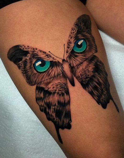 Owl Eyes Tattoo, Owl Neck Tattoo, Owl Eye Tattoo, Eye Tattoo Meaning, Owl Butterfly, Half Sleeve Tattoos Forearm, Small Chest Tattoos, Eyes Tattoo, Blue Rose Tattoos