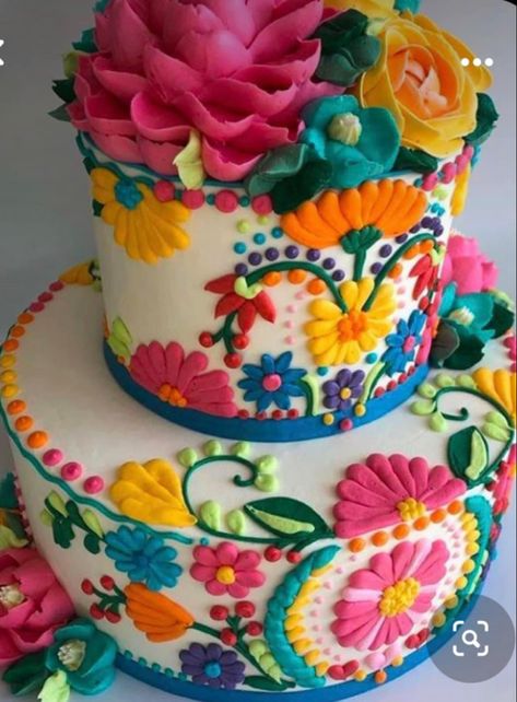 Mexican Themed Cakes, Mexican Fiesta Cake, White Flower Cake, White Flower Cake Shoppe, Mexican Cake, Bolo Vintage, Mexican Birthday Parties, Mexican Themed Weddings, Fiesta Cake