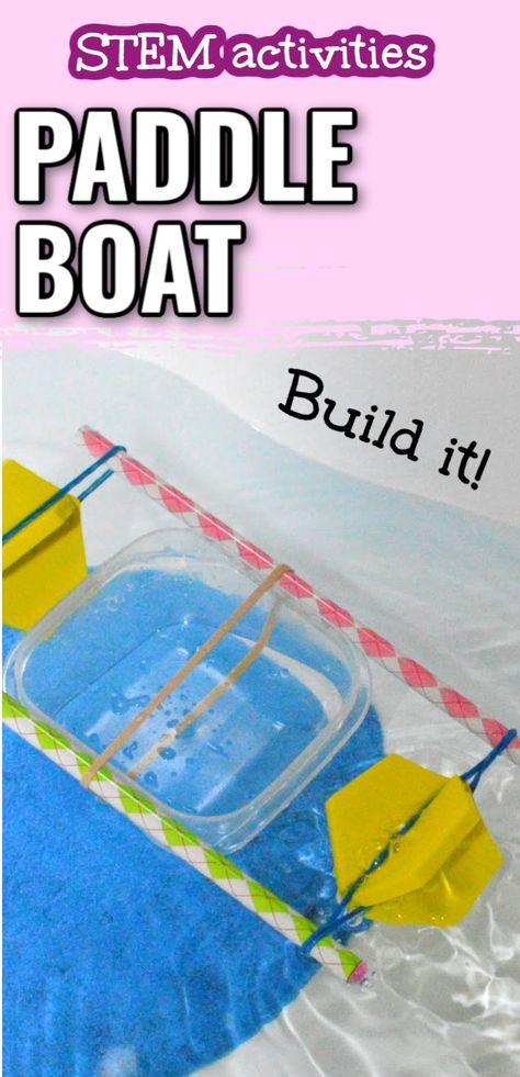 Paddle boat science activities, simple science fair project, easy STEM activities, steamboat, potential energy, kinetic energy Paddle Boats, How To Build A Boat For School Project, Boat Float Stem Challenge, Building Boats Stem Activity, Floating Boat Stem Challenge, Wind Power Stem Activity, Spring Stem Activities, Easy Science Fair Projects, Summer Stem Activities