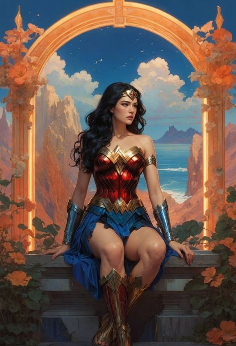 Dc Women Characters, Wonder Woman Fanart, Wonder Woman Drawing, Wonder Woman Artwork, Amazonian Warrior, Dc Comics Wallpaper, Wonder Woman Art, Female Superhero, Scarlet Witch Marvel