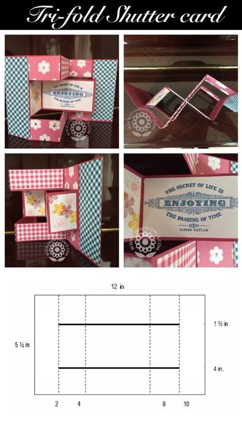 Tri-fold Shutter Card with Pattern Trifold Shutter Cards, Shutter Cards, Shutter Card, Step Card, Folding Cards, Fancy Fold Card Tutorials, Tri Fold Cards, Card Making Templates, Card Folds