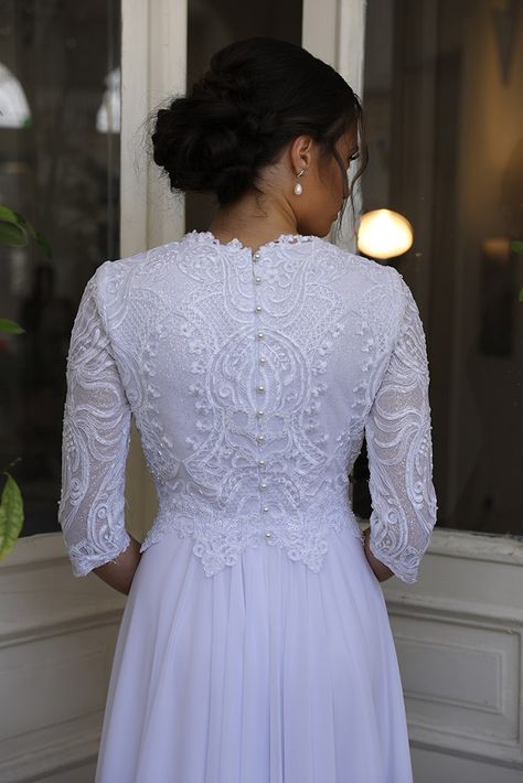 Budget Wedding Dress, Studio Levana, Modest Bride, Modest Bridal, Modest Wedding Gowns, White Lace Wedding Dress, Couture Wedding Gowns, Lace Wedding Dress Vintage, Modest Wedding