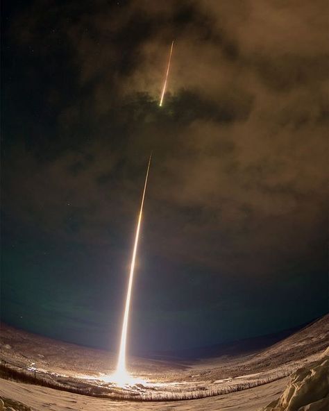 A dramatic view over Fairbanks captured by @nasa photographer Jamie Adkins. Early this morning NASA launched an experiment to measure nitric oxide in the polar sky from the Poker Flat Research Range in Alaska. Nasa Rocket Launch, Nasa Rocket, Nasa Launch, Nasa Photos, Polar Night, Rocket Launch, Colossal Art, Photo Caption, Space And Astronomy