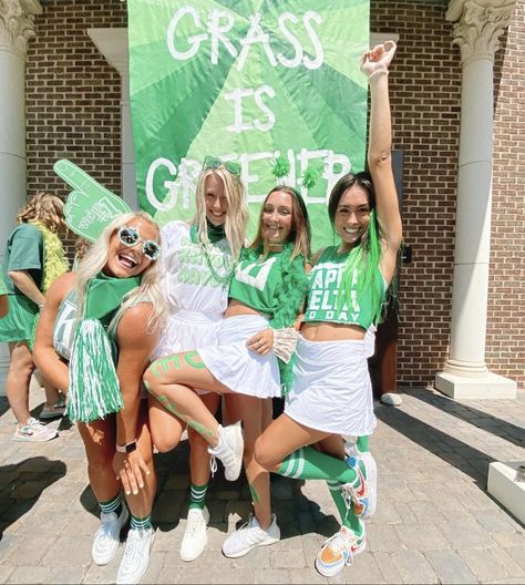 Sorority Recruitment Themes Ideas, Spirit Week Themes, Sorority Recruitment Themes, Sorority Themes, Recruitment Themes, Recruitment Ideas, Sorority Banner, Grass Is Greener, Bid Day Themes