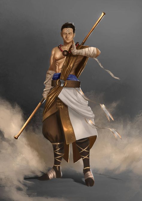 Monk Dnd, Illustration Fantasy, Arte Cyberpunk, The Elder Scrolls, Dungeons And Dragons Characters, Fantasy Warrior, Character Design Male, Fantasy Rpg, Fantasy Inspiration