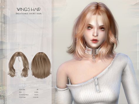 The Sims Resource - WINGS-TO1128-Breathable short hair The Sims 4 Cc For Women Hair, Sims 4 Cc Cute Short Hair, Ts4 Layered Hair, Sims Hair Short, Sims 4 Hair Short Female, Sims Cc Hair Realistic, Layered Hair Sims 4 Cc, Sims 4 Hair Cc Female Short, Sims4 Cc Hair Short