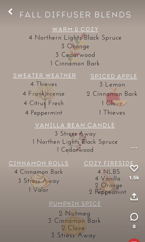 Fall Diffuser Blends, Makeup Images, Diy Crafts Life Hacks, Essential Oil Blends Recipes, Diffuser Blend, Cinnamon Bark, Diy Essential Oils, Spiced Apples, Oil Blends